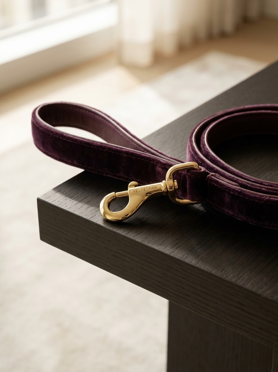 Smycz z aksamitnym uchwytem